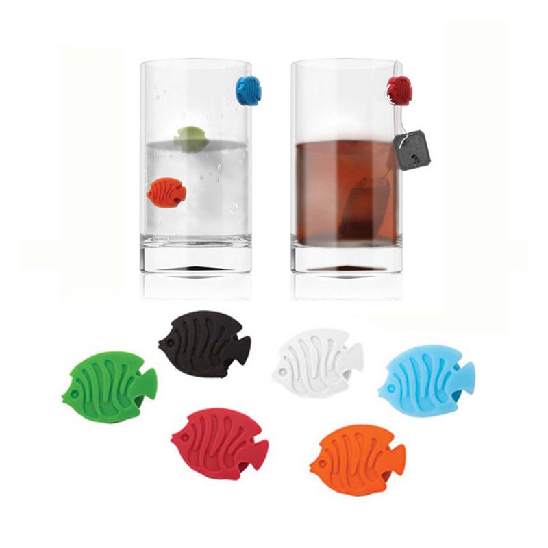 6 Segna bicchieri pesciolini in silicone - AQUARIUM by BALVI