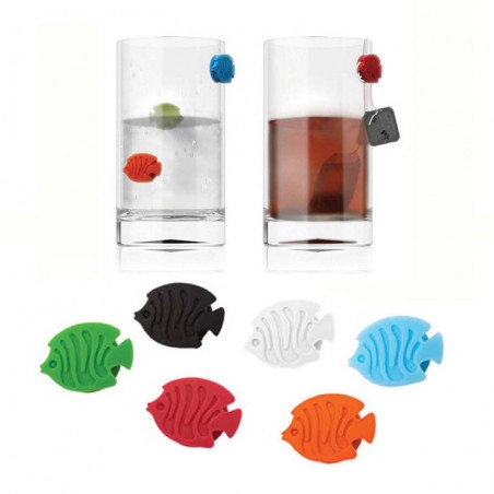 6 Segna bicchieri pesciolini in silicone - AQUARIUM by BALVI
