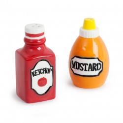 Set sale e pepe in ceramica bottiglie di salse - KETCHUP & MUSTARD by BALVI
