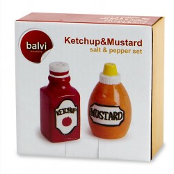 Set sale e pepe in ceramica bottiglie di salse - KETCHUP & MUSTARD by BALVI 2