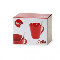 Tazza in ceramica colore rosso con cucchiaino inox - COFIX by BALVI 2