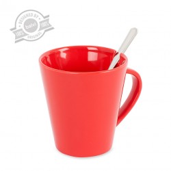 Tazza in ceramica colore rosso con cucchiaino inox - COFIX by BALVI