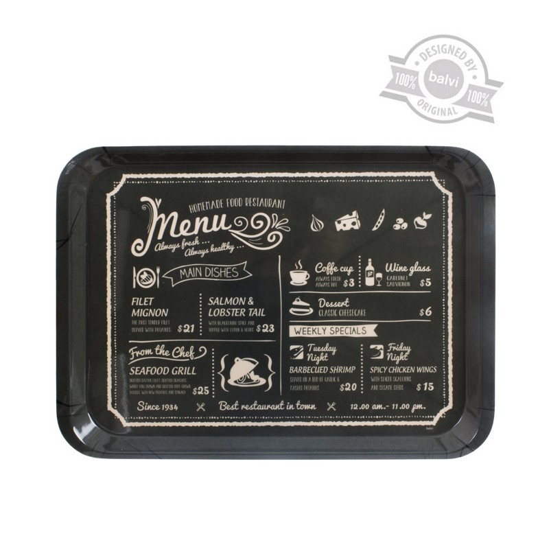 Vassoio in melamina stile menù vintage - FRESH MENU by BALVI