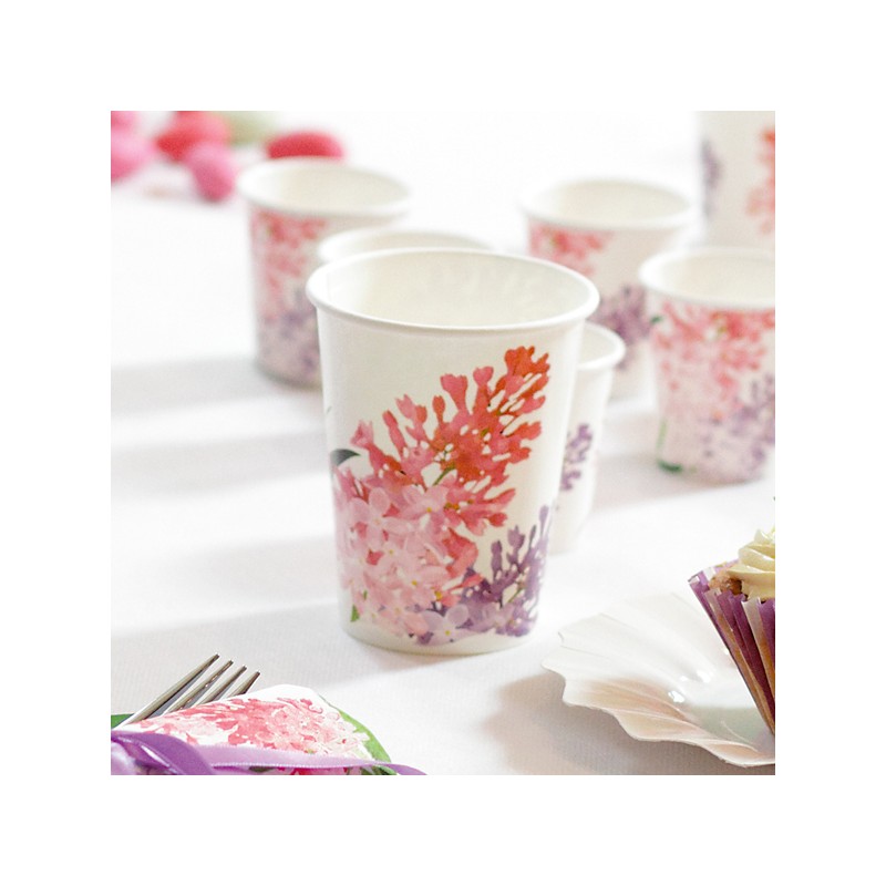 10 bicchieri di carta biodegradabile fiori di lillà 250 ml - NEW WAVE by GIVI ITALIA