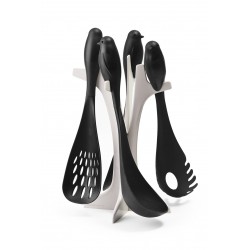 Set 4 mestoli con supporto da tavolo colore nero - SPARROW by QUALY