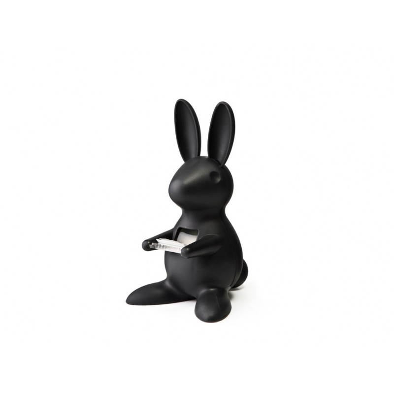 Dispenser nastro adesivo a forma di coniglio colore nero - DESK BUNNY by QUALY