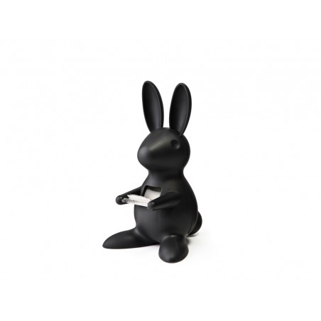 Dispenser nastro adesivo a forma di coniglio colore nero - DESK BUNNY by QUALY