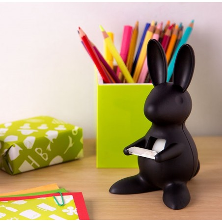 Dispenser nastro adesivo a forma di coniglio colore nero - DESK BUNNY by QUALY