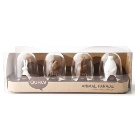 set 4 Portaspezie con piattino - ANIMAL PARADE by QUALY DESIGN