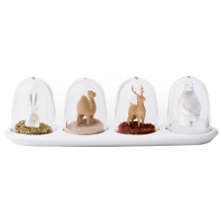 set 4 Portaspezie con piattino - ANIMAL PARADE by QUALY DESIGN