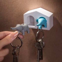 2 portachiavi con supporto da parete elefantini - MINI DUO ELEPHANT by QUALY