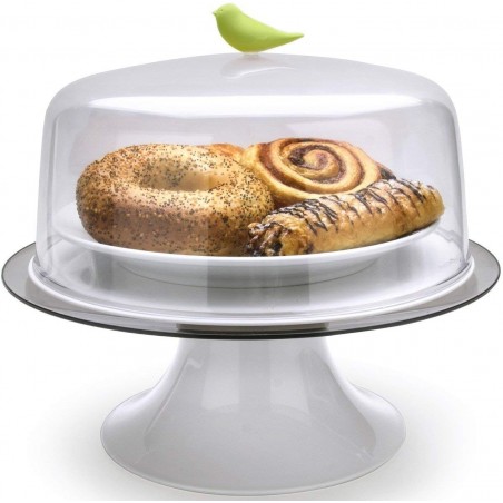 Alzata per dolci con uccellino in 2 colori diam 30 cm - SPARROW CAKE TRAY by QUALY