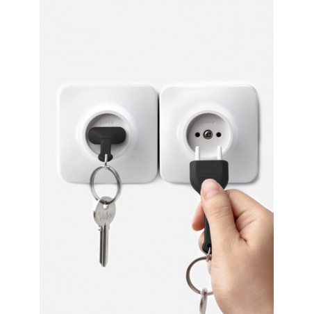 Portachiavi con supporto da parete spina elettrica colore nero - UNPLUG KEY by QUALY