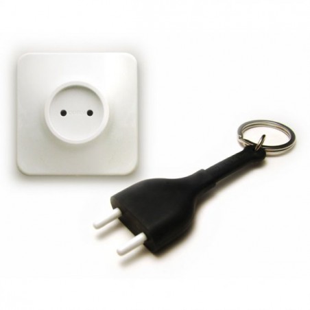 Portachiavi con supporto da parete spina elettrica colore nero - UNPLUG KEY by QUALY