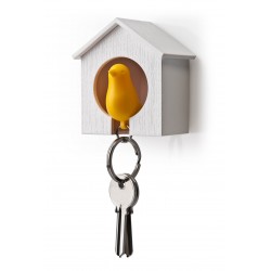 Portachiavi con supporto da parete bianco/giallo - SPARROW KEYRING by QUALY DESIGN