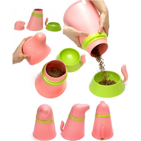 Contenitore per croccantini e ciotola colore rosa - PUPP PET BOWL by QUALY