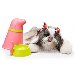 Ciotola e contenitore croccantini per cani colore rosa - PUPP PET BOWL by QUALY 2