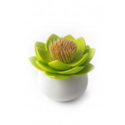 Contenitore Portastuzzicadenti a forma di loto colore bianco verde- LOTUS PICK by QUALY