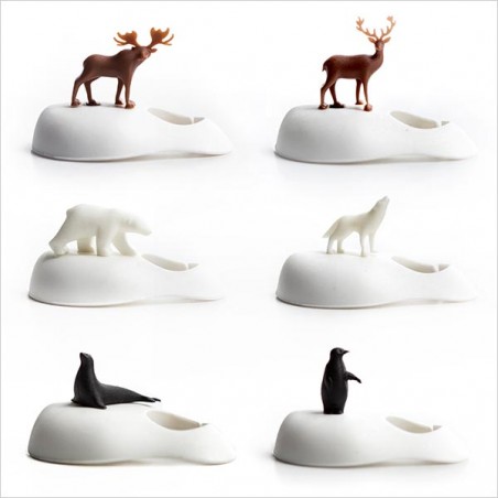 6 Segnabicchieri calici con animali del freddo - COOL WINE ANIMAL by QUALY