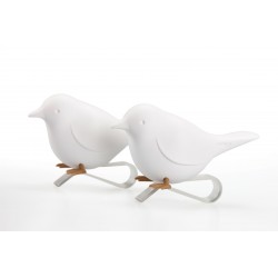 2 Portatovagliolo a clip con uccellino colore bianco - SPARROW by QUALY