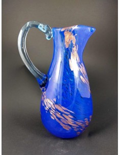 Caraffa in vetro di murano blu e particolari color bronzo - The Glass Cathedral Santa Chiara