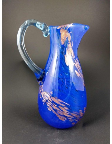 Caraffa in vetro di murano blu e particolari color bronzo - The Glass Cathedral Santa Chiara