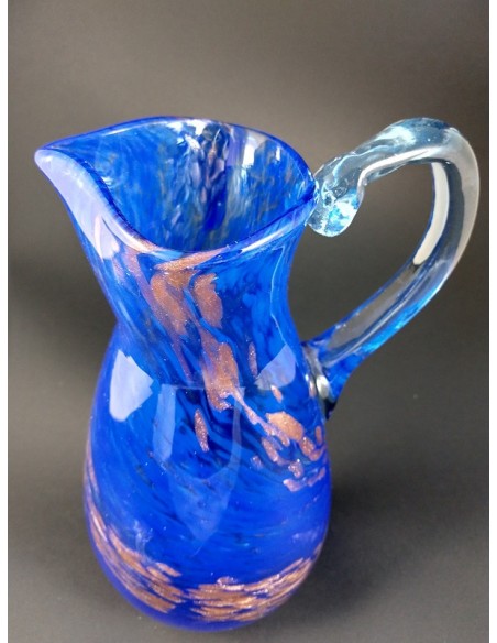 Caraffa in vetro di murano blu e particolari color bronzo - The Glass Cathedral Santa Chiara
