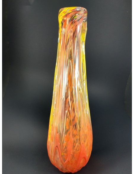 Vaso in vetro di Murano con colature colore arancio - The Glass Cathedral Santa Chiara
