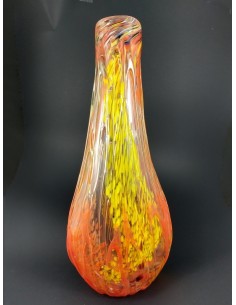 Vaso in vetro di Murano con colature colore arancio - The Glass Cathedral Santa Chiara