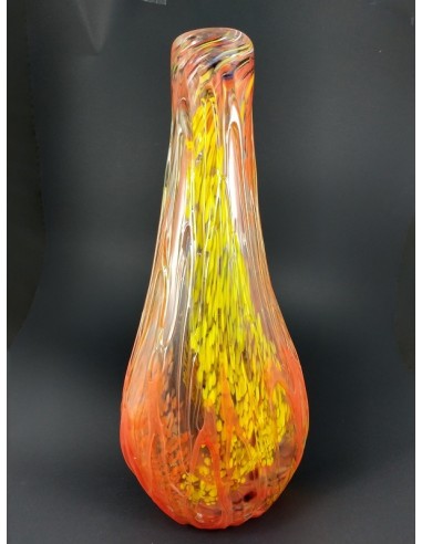Vaso in vetro di Murano con colature colore arancio - The Glass Cathedral Santa Chiara
