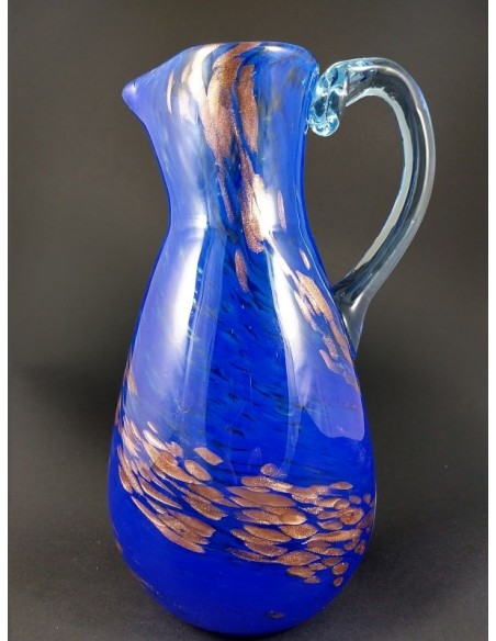 Caraffa in vetro di murano blu e particolari color bronzo - The Glass Cathedral Santa Chiara
