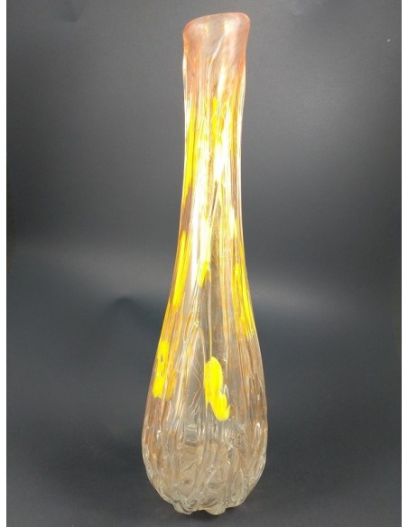 Vaso in vetro di Murano con colature colore arancio - The Glass Cathedral Santa Chiara