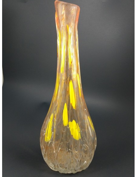 Vaso in vetro di Murano con colature colore arancio - The Glass Cathedral Santa Chiara