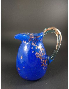 Caraffa in vetro di murano blu e particolari color bronzo h 20 cm - The Glass Cathedral Santa Chiara