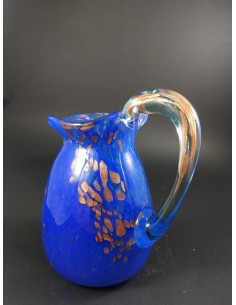 Caraffa in vetro di murano blu e particolari color bronzo h 20 cm - The Glass Cathedral Santa Chiara 2
