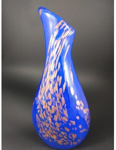 Vaso blu vetro di Murano con inclusioni bronzo h 37 cm - The Glass Cathedral Santa Chiara 2