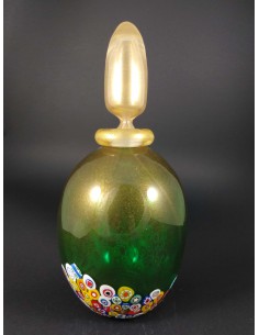 Bottiglia in vetro di murano verde e oro con murrine h 30 cm -The Glass Cathedral Santa Chiara 2