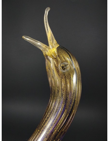 Papera scultura in vetro di murano con foglia d'oro 24 Kt - The Glass Cathedral Santa Chiara