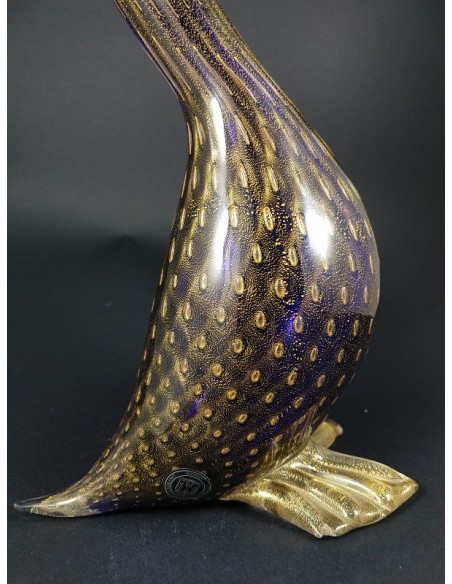Papera scultura in vetro di murano con foglia d'oro 24 Kt - The Glass Cathedral Santa Chiara