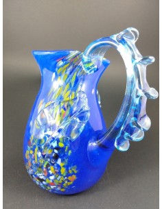 Caraffa lusso in vetro di murano blu con foglie e murrine - The Glass Cathedral Santa Chiara 2