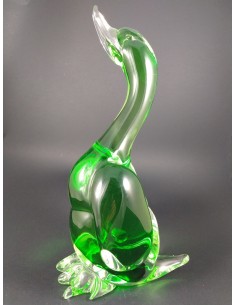 Papera scultura in vetro di murano colore verde h 35 - The Glass Cathedral Santa Chiara