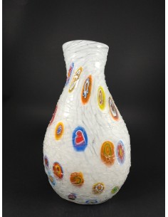 Vaso in vetro di Murano con colature e murrine h 30 cm - The Glass Cathedral Santa Chiara