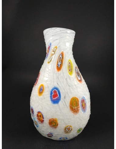 Vaso in vetro di Murano con colature e murrine h 30 cm - The Glass Cathedral Santa Chiara
