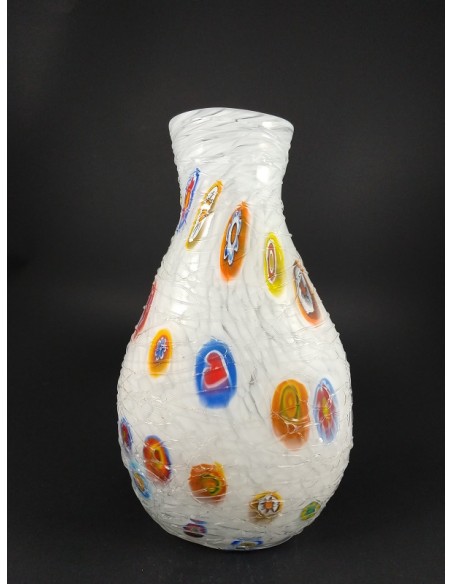 Vaso in vetro di Murano con colature e murrine h 30 cm - The Glass Cathedral Santa Chiara