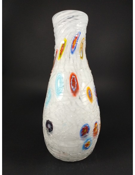 Vaso in vetro di Murano con colature e murrine h 30 cm - The Glass Cathedral Santa Chiara