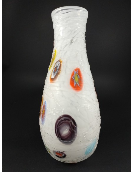 Vaso in vetro di Murano con colature e murrine h 30 cm - The Glass Cathedral Santa Chiara