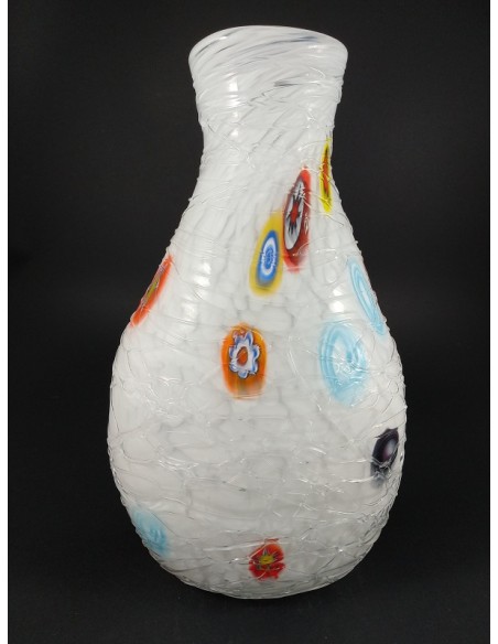 Vaso in vetro di Murano con colature e murrine h 30 cm - The Glass Cathedral Santa Chiara