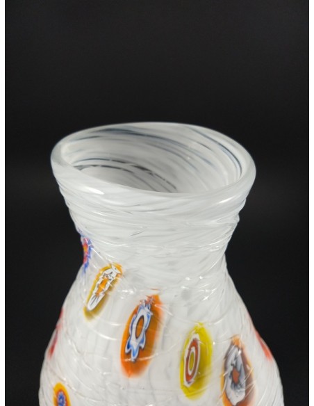 Vaso in vetro di Murano con colature e murrine h 30 cm - The Glass Cathedral Santa Chiara