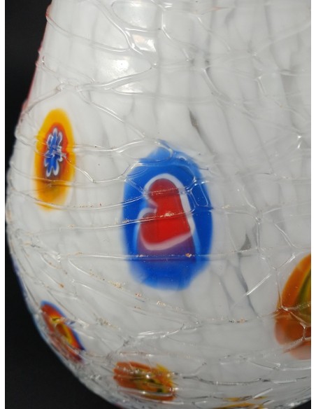 Vaso in vetro di Murano con colature e murrine h 30 cm - The Glass Cathedral Santa Chiara