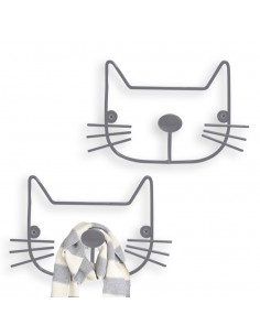 2 appendini da parete gatto grigio chiaro - THE CAT by Balvi 2